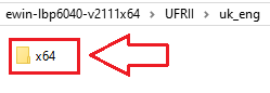 เปิดโฟลเดอร์นั้น จากนั้นไปที่ [UFRII → uk_eng → x64]