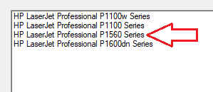 ในขั้นตอน “Select Printer” ให้เลือก: HP LaserJet Professional P1560 Series